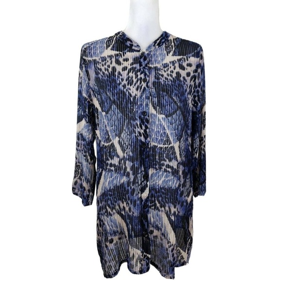 Travelers by Chico's ~Woman Size 2 (Large) ~Multicolor Print Button Front Top - Picture 4 of 12